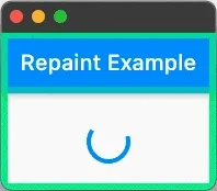 Highlight Repaints, before: the border around the entire screen cycles colors — one animated spinner is repainting everything.